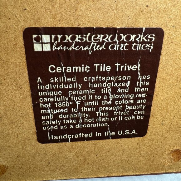 Masterworks Handcrafted Ceramic Tile Trivet Southwestern Design & Chili Peppers - Picture 3 of 8
